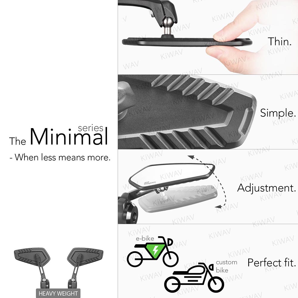 The Minimal Series - Blade motorcycle heavy weight bar end mirrors