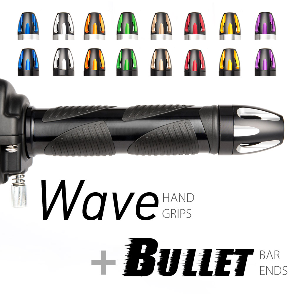 Wave grips black with Bullet bar ends