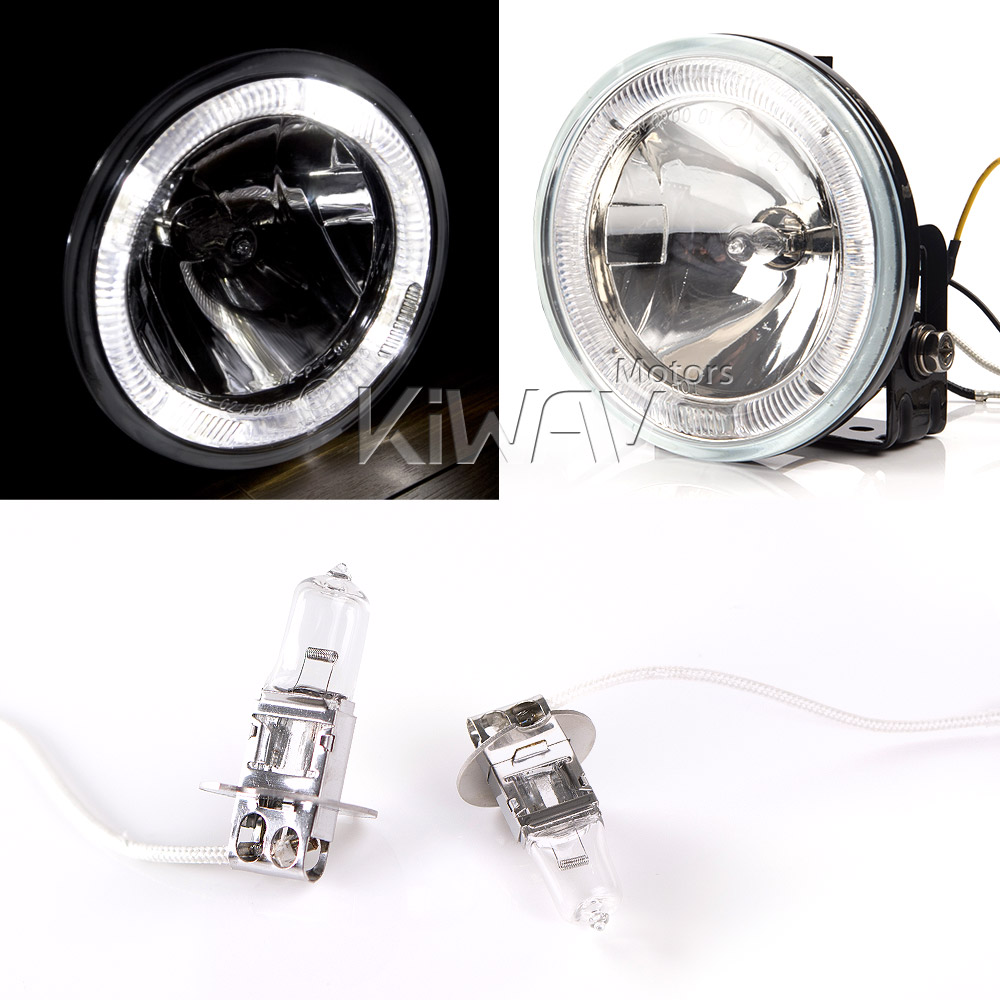 Sirius NS34 Driving Lamps Lights with LED light Ring Halogen bulb + amber H3 bulbs x pair