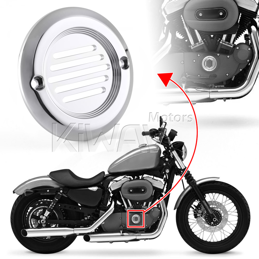 billet chrome aluminum point cover 2 holes compatible with Harley Davidson Big Twin 70-99 ventilation