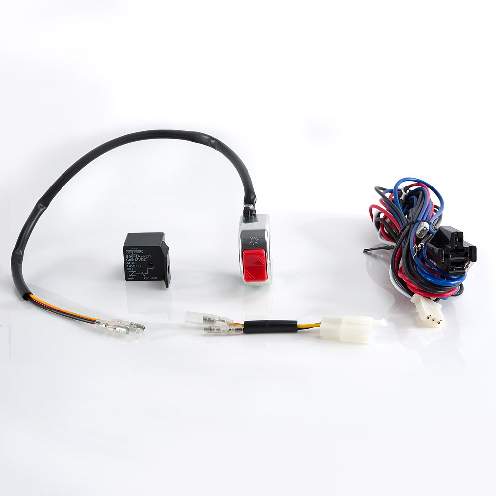 KiWAV wiring kit with chrome aluminum fog light switch black 7/8 inch