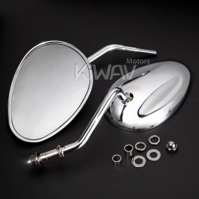 Ellipse chrome short stem mirrors for Harley Davidson Magazi
