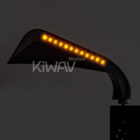 KiWAV Axe led turn signal black motorcycle mirrors for Harley Davidson Dyna, Softail, Touring, Sportster, Custom, vehicle, glide, switchback, breakout, cross bones, fat boy, deluxe Road King, Springer, Night Train, Heritage, rearview mirrors, 5/16",