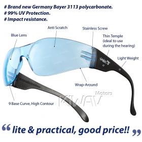 Contemporary safety glasses VA780, black frame, blue lens 10 pcs VAWiK eye protection,Safety glasses, protective eyewear, safety spectacles, safety eyewear ( 10-Pack ),outdoor sports eyewear  protective sports eyewear ,for workout and casual wear ,bicycl