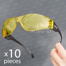 Contemporary safety glasses VA780, black frame, yellow lens 10 pcs VAWiK eye protection,Safety glasses, protective eyewear, safety spectacles, safety eyewear ( 10-Pack ),outdoor sports eyewear  protective sports eyewear ,for workout and casual wear ,bicy