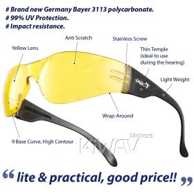 Contemporary safety glasses VA780, black frame, yellow lens 10 pcs VAWiK eye protection,Safety glasses, protective eyewear, safety spectacles, safety eyewear ( 10-Pack ),outdoor sports eyewear  protective sports eyewear ,for workout and casual wear ,bicy