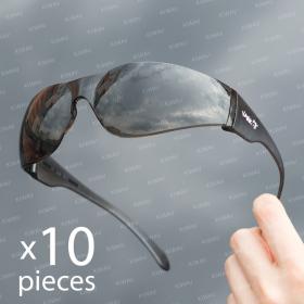 Contemporary safety glasses VA780, black frame, smoke lens 10pcs VAWiK eye protection,Safety glasses, protective eyewear, safety spectacles, safety eyewear ( 10-Pack ),outdoor sports eyewear ,protective sports ,eyewear ,for workout and casual wear ,bicyc