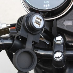 KiWAV Motorcycle 2 port USB Charger for iphone Universal Frame/Bar Mount USB Charger