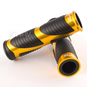 Magazi wave grips anodized aluminum gold trim a pair 25mm 22mm universal fit 7/8 inch handlebar