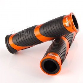 Magazi wave grips anodized aluminum orange trim a pair 25mm 22mm universal fit 7/8 inch handlebar