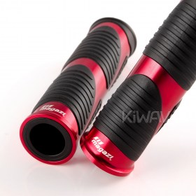 Magazi wave grips anodized aluminum red trim a pair 25mm 22mm universal fit 7/8 inch handlebar