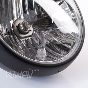 Headlight | Headlamp | Halogen| H4 Halogen bulb | 12V | 55W | Cruiser | Harley | Yamaha | Honda | Kawasaki | Suzuki | Victory | Triumph | royal-enfield | Vintage | Café | Universal | chopper , bobber, brat, side mount, Taiwan made, ECE