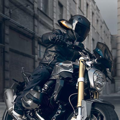 Lucifer neat stem on BMW R nineT motorcycle