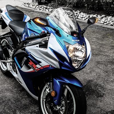Lucifer LED mirrors on Suzuki GSXR sport bike