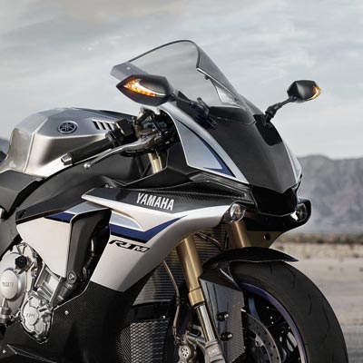 Lucifer LED mirrors on Yamaha R1M sport bike