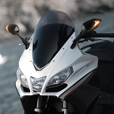 Lucifer LED mirrors on sport bike