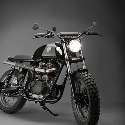 Ojo motorcycle mirrors on a Royal Enfield custom bike