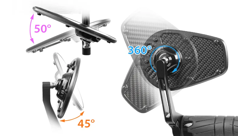MambaX bar end mirror highly adjustable ball joint